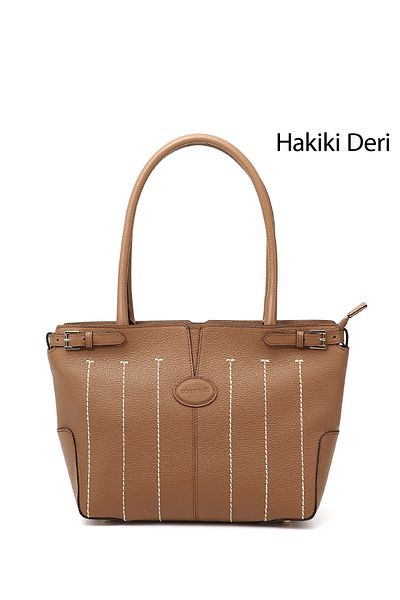 GÖNDERİ(R) Women / Girls Tan Genuine Leather Hand and Shoulder Bag