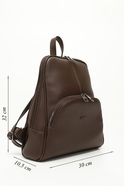 GÖNDERİ(R) Brown Heart Large Size Women's Backpack B6820