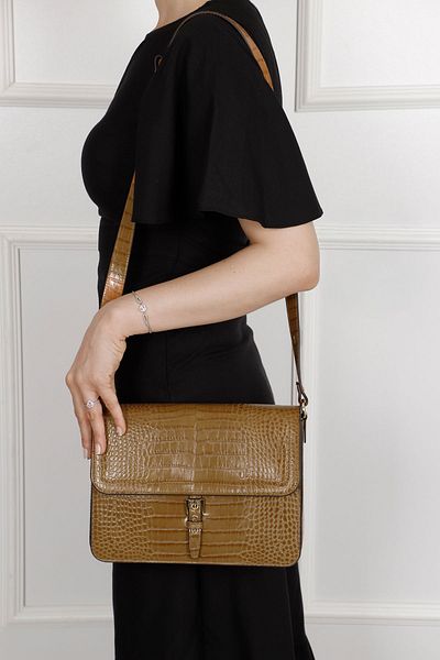 GÖNDERİ(R) TABA KRAKO Gön Platinum Genuine Leather Medium Size Women's Shoulder Bag Q8254