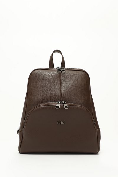 GÖNDERİ(R) Brown Heart Large Size Women's Backpack B6820