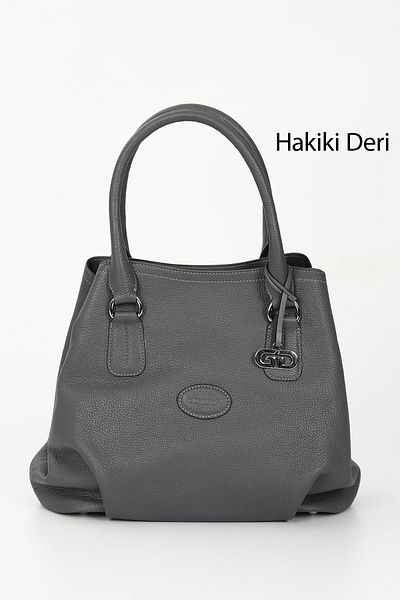 GÖNDERİ(R) Women's Gray Floater Genuine Leather Hand and Shoulder Bag