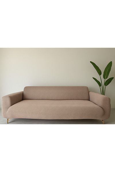 Özlü Home Husa de canapea Patiska Jacquard pentru 3 persoane |   Husa scaunului elastic | Husa canapea |   Husa scaunului Bej