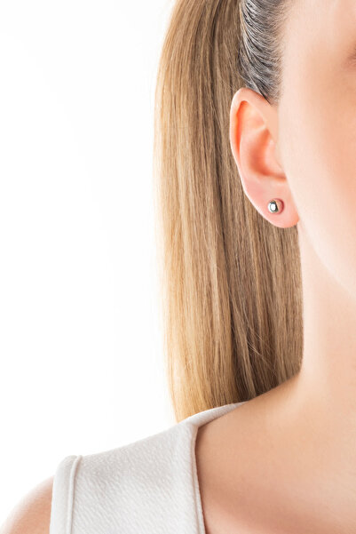 So CHIC... Minimal 18 Ayar Beyaz Altın Kaplama Gümüş Top Küpe