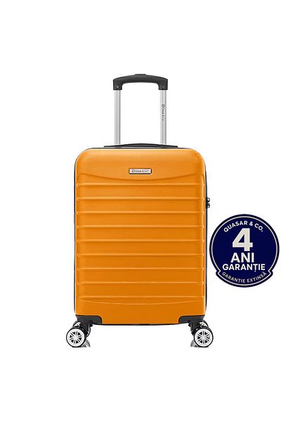 Quasar & Co. Troler Cabina ®,line,55x36x20cm,fermoar Antifurt,cifru,4 Roti 360°,abs,portocaliu