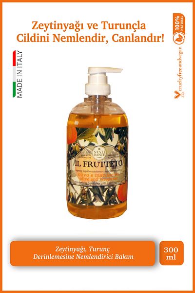 Nesti Dante Il Frutteto Olive Tangerine Liquid Soap 500ml |   Revitalizing Care |   Citrus, Olive Oil