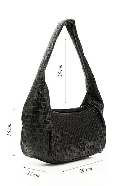 GÖNDERİ(R) Women/Girls Black Knitted Printed Shoulder Bag
