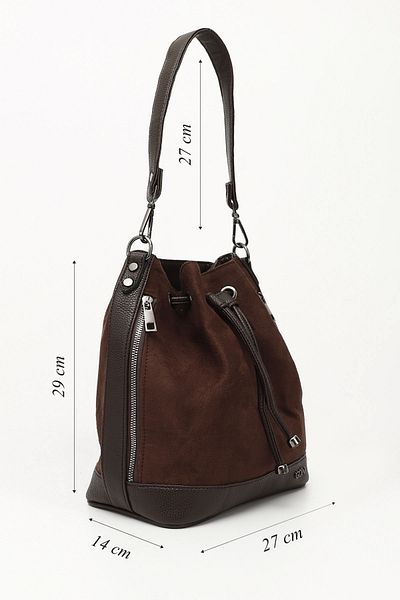 GÖNDERİ(R) Women/Girls Brown Suede Drawstring Shoulder and Backpack