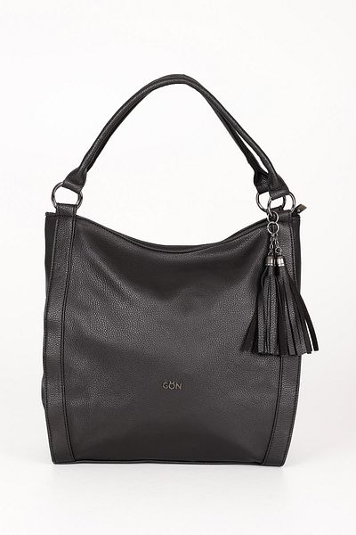 GÖNDERİ(R) Black Large Size Women's Tassel Shoulder Bag B5602