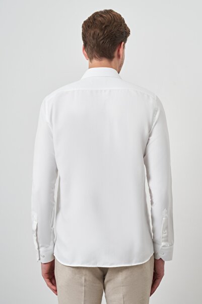 Morven Men's Off-White Slim Fit Italian Collar Shirt