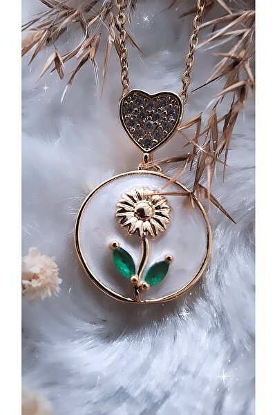 Serenity القلب أحسب زهرة المينا الصلب قلادة