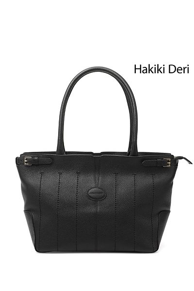 GÖNDERİ(R) Women / Girls Black Genuine Leather Hand and Shoulder Bag