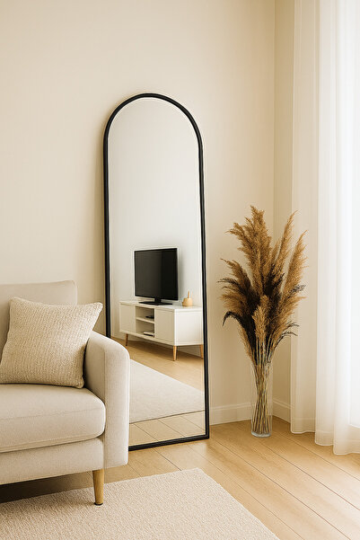 Ersan Dizayn Siyah Oval Ayaklı Boy Aynası 50x160