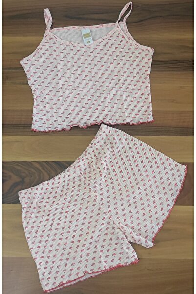 pijamania Women's Camisole Fabric, Little Heart Pattern, Strap, Shorts Set.