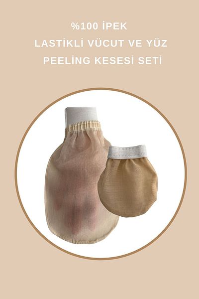 İpekshop Double Ipekshop Elastic Pure Silk Body and Face Peeling Pouch Set