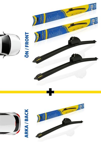 Goodyear Renault Megane Supermute Ön Ve Arka 3'lü Muz Silecek Takımı 2009-202...