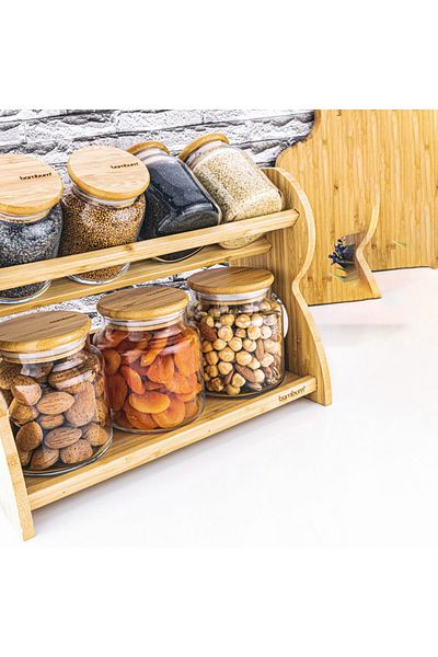 Bambum Bench - 8 Piece 2 Tier Spice Jar Set with Stand Horizontal