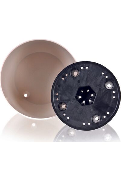 ToXA 0.68 Litre 10cm Parlak Kirli Beyaz Tabaksız Drenaj Izgaralı Plastik Yakut Saksı No1