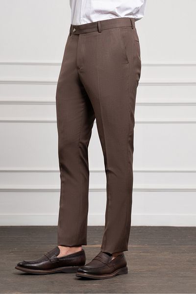 Morven Ανδρικό παντελόνι COFFEE Basic Slim Fit Classic