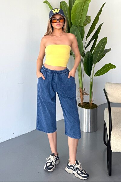 Dechers Γυναικείο λινό ψηλόμεσο μεγάλο μέγεθος 100% βαμβάκι Capri W203