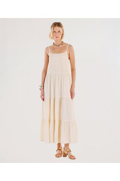 Yargıcı Strappy Midi Dress with Embroidery Detail