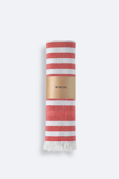 Avva Men's Red Striped Peshtemal A51Y8204