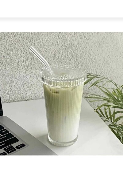 KIZILELMADA 2 Pieces 600 ml Origami Style Mica Cup with Mica Lid and Straw| Presentation Cup Soft Drink Cup