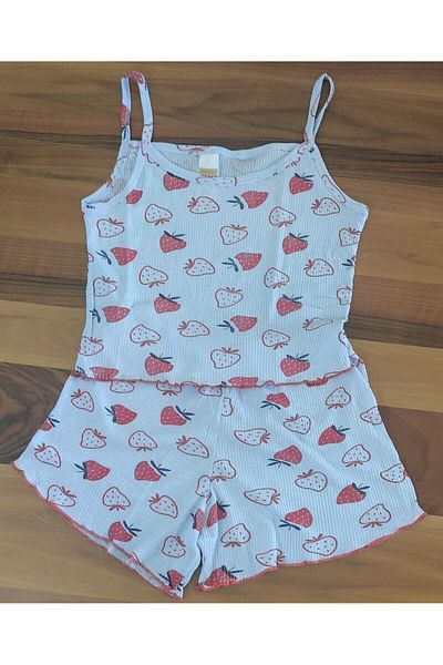 pijamania Women's Camisole Fabric, Strawberry Pattern, Strap, Shorts Set.