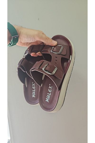 Slipcat Mulex Women's Double Buckle, Stylish, Casual Black Slippers