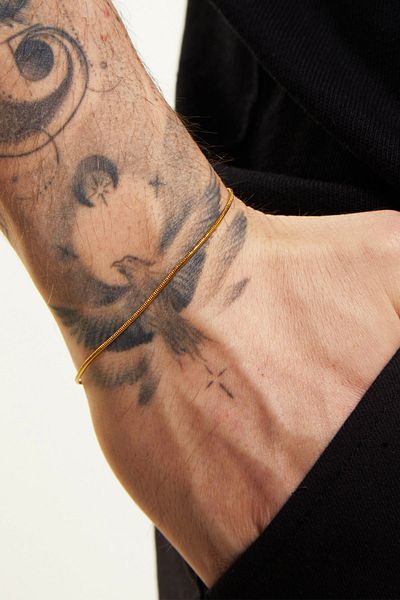 Fjellor Men's New Season Gold Color Thin Snake Model Steel Bracelet