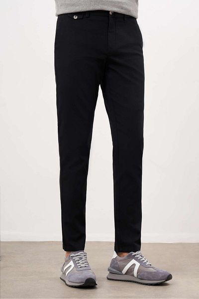 Morven Men's Black Summer Cotton Side Pocket Slim Fit Chino Pants