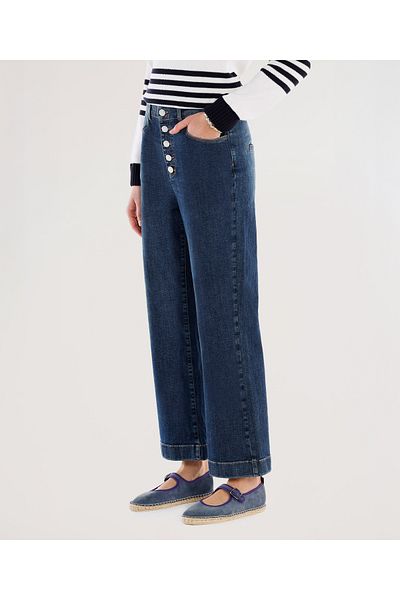 Yargıcı Button Detailed Flared Leg Regular Waist Denim Trousers