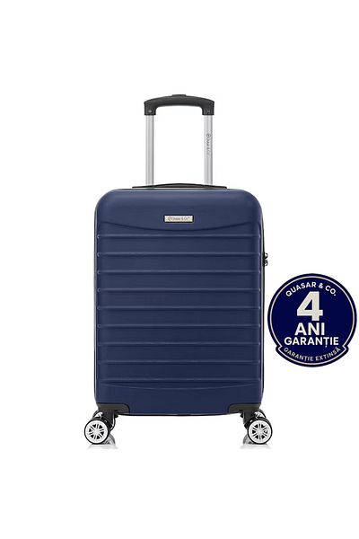 Quasar & Co. Troler Cabina Line 55x36x20cm, Troller Bagaj De Mana, Valiza Cabina,cifru,4 Roti 360°,abs,bleumarin