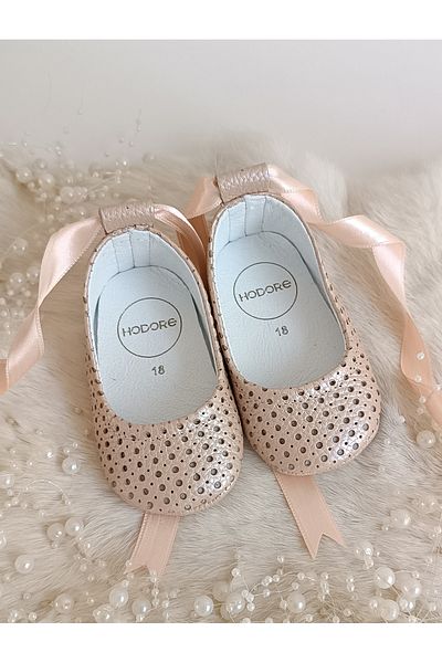 Hodore Fiore Laser Salmon Genuine Leather Baby Loafer Shoes
