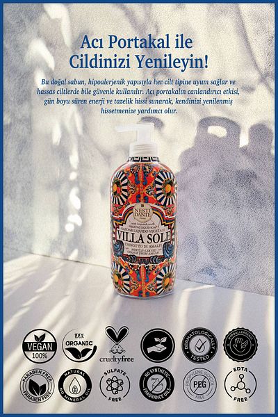 Nesti Dante Villa Sole Chinotto Di Amalfi 500ml Liquid Soap - L Revitalizing and Antioxidant L Bitter Porta