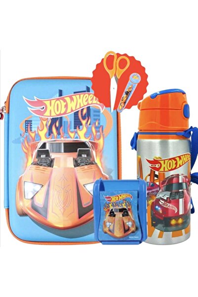 HOT WHEELS Kalem Çantası , Hot Wheels Korumalı Makas , Hot Wheels Alüminyum M...