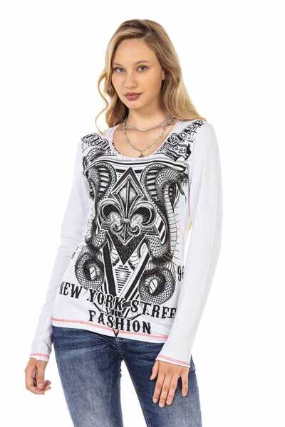 Cipo&Baxx Wl285 Stone Patterned White Sweatshirt