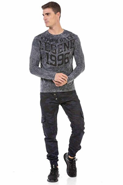 Cipo&Baxx Cl473 Antrasit Yıkama Sweatshirt