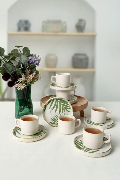 Keramika Σετ τσαγιού Forest Stackable 12 τεμαχίων για 6 άτομα 23053-54