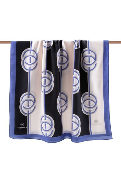 Vissona Γυναικείο σάλι πολυτελείας Medina Silk Indigo-2