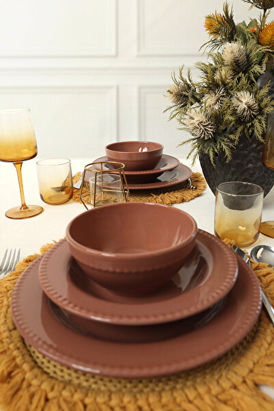 Keramika Kahverengi Bella Yemek Takımı 6 Parça 2 Kişilik 605