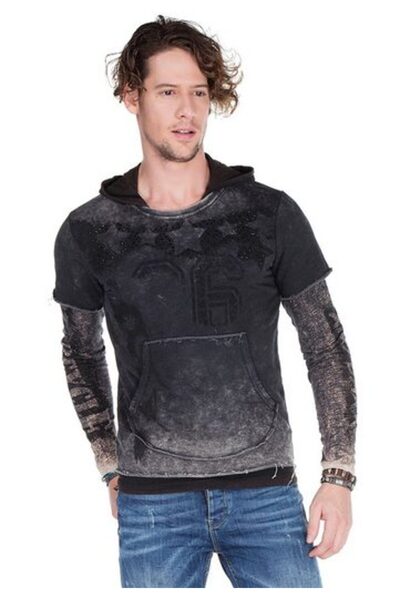 Cipo&Baxx Чоловічий сірий капюшон з принтом, що можна прати