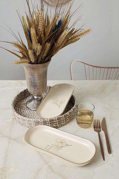 Keramika Taupe Bloom Noyan Boat Plate 26 cm 2 Pieces 22519