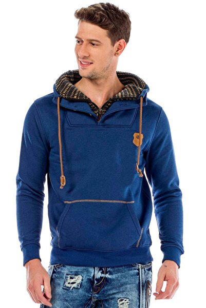 Cipo&Baxx C44200 Double Layer Collar Knit Detail Men's Sweatshirt