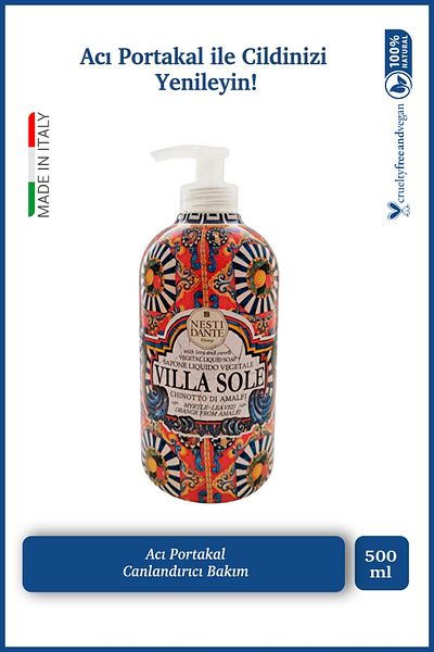 Nesti Dante Villa Sole Chinotto Di Amalfi 500ml Liquid Soap - L Revitalizing and Antioxidant L Bitter Porta