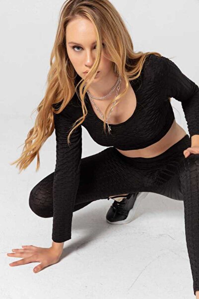 Cipo&Baxx Wlr142 Textured Body Tights Black Sports Set