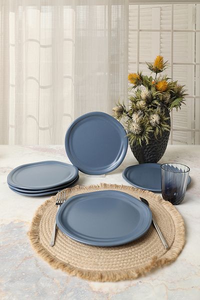 Keramika Farfurie pentru Tort Mat Blue Bloom 24 Cm 6 Bucăți 399