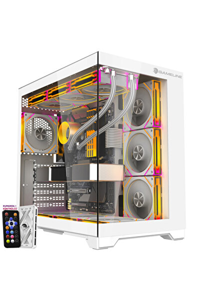 GAMELİNE Grand Premium 7x ARGB Fan Kumandalı USB 3.0 Gaming Bilgisayar Kasası Beyaz
