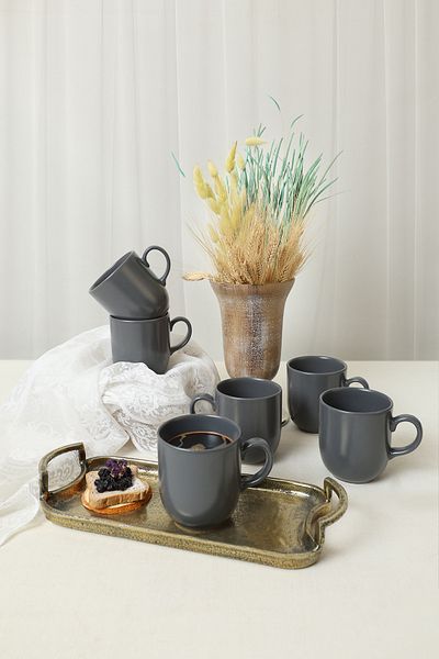 Keramika Matte Gray Equinox Mug 10 cm 6 Pieces 959