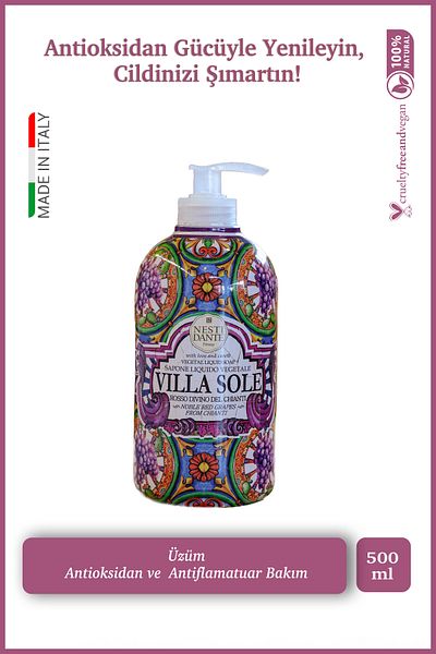 Nesti Dante Villa Sole Rosso Divino Del Chianti 500ml Liquid Soap - Anti-Inflammatory and Antioxidant