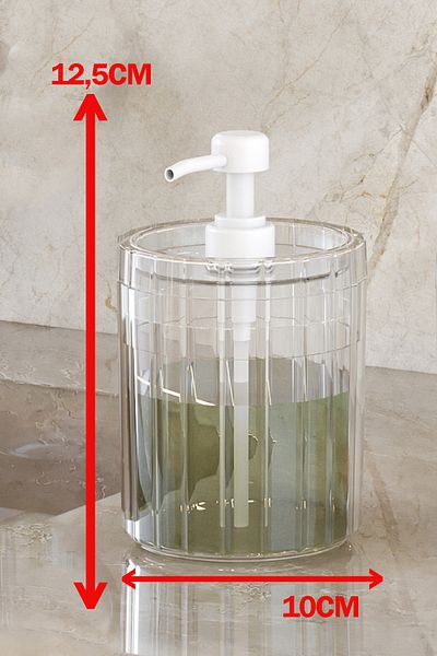 Pufwin Home Διπλό XL Μεγάλο Μέγεθος 700ml Πάγκος Διανομέας Υγρού Σαπουνιού και Σετ Βαμβακιού Διαφανές